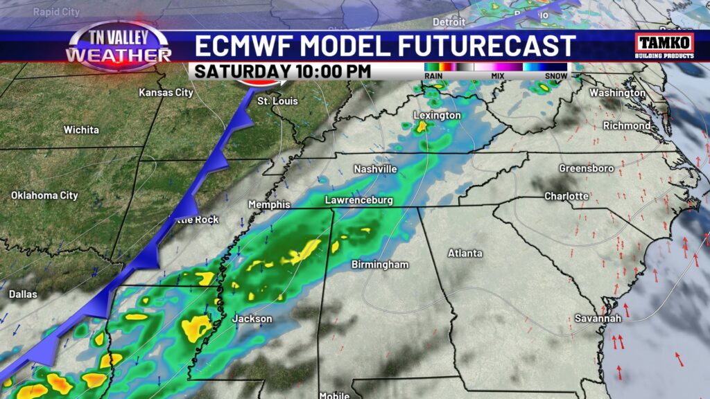 Regional Futurecast Saturday - Tennessee Valley Weather
