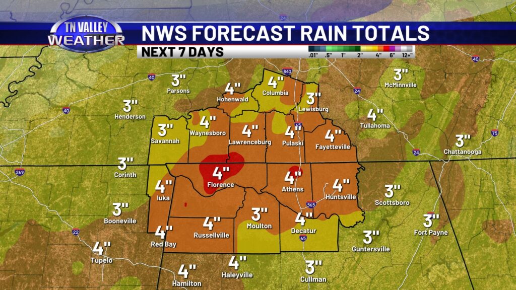 NWS WPC 7 Day Rain Totals Forecast - Tennessee Valley Weather