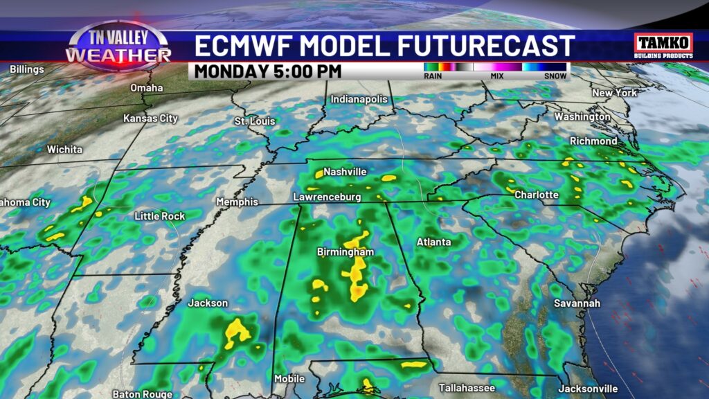 Regional Futurecast Monday - Tennessee Valley Weather