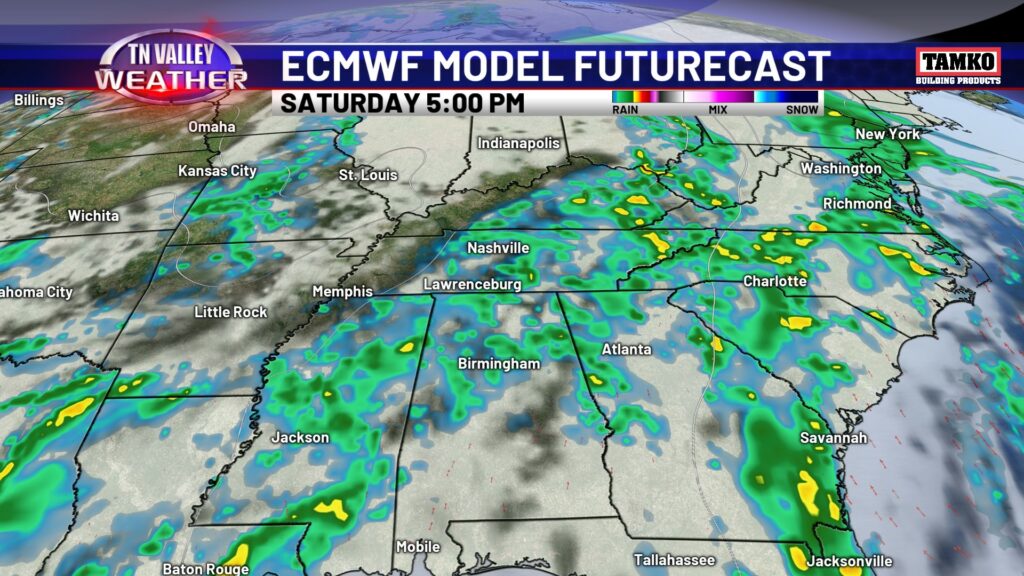 Regional Futurecast Saturday - Tennessee Valley Weather