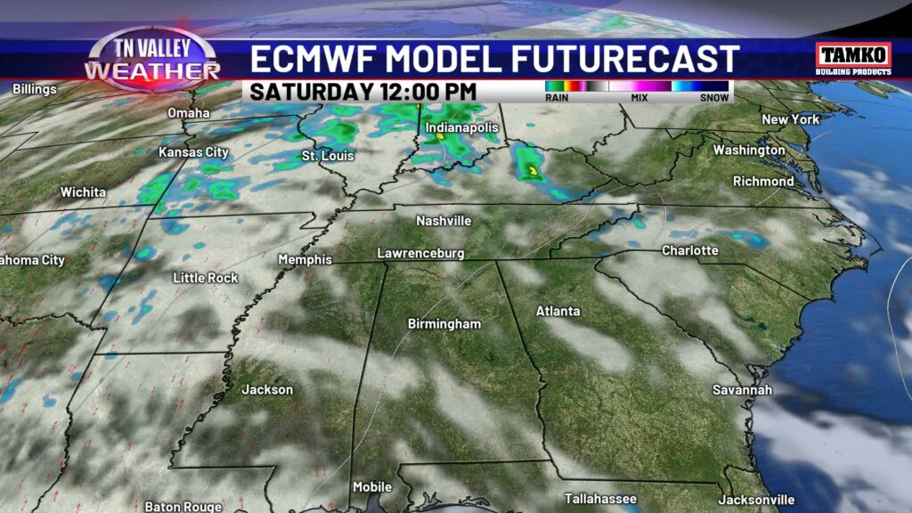 Regional Futurecast Saturday - Tennessee Valley Weather