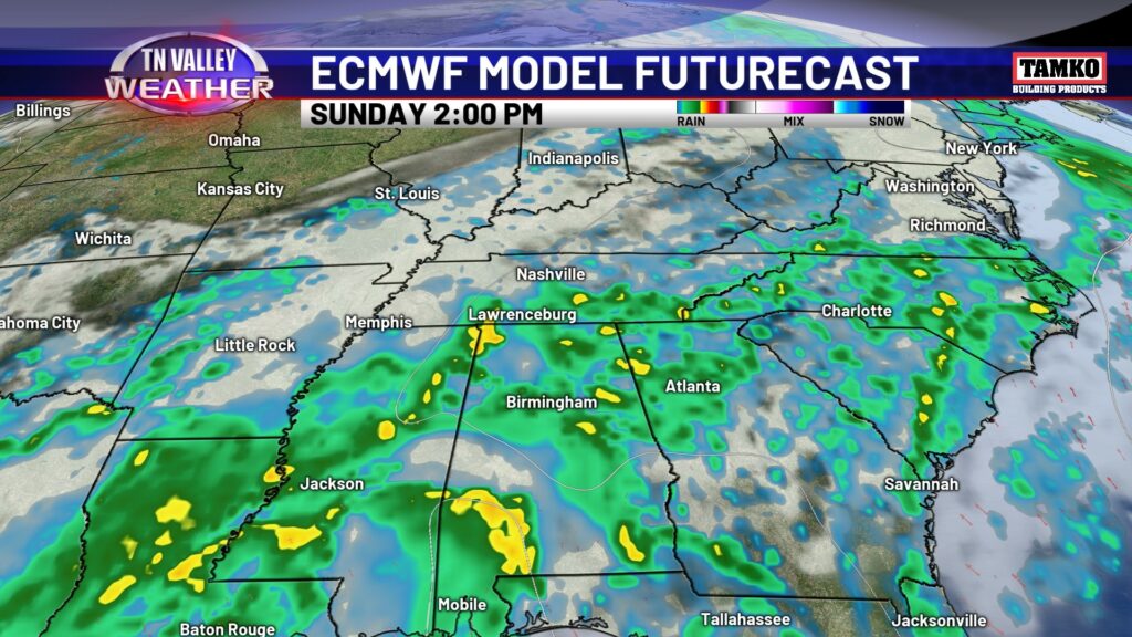 Regional Futurecast Sunday - Tennessee Valley Weather