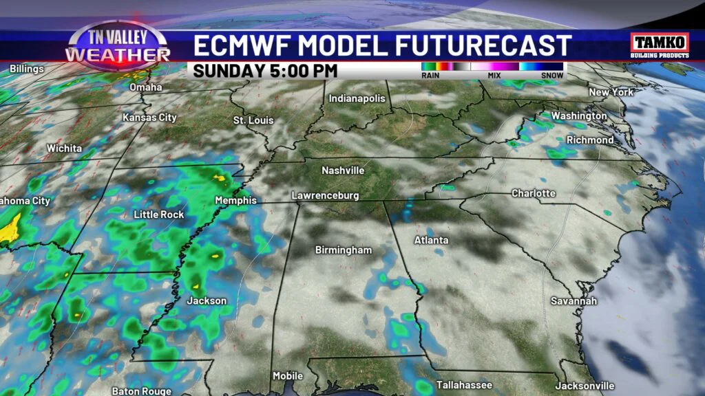 Regional Futurecast Sunday - Tennessee Valley Weather