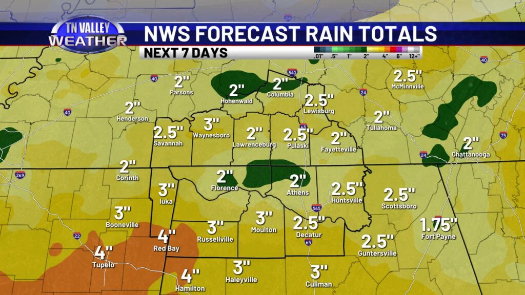 NWS Rainfall Forecast Next 7 Days - Tennessee Valley Weather